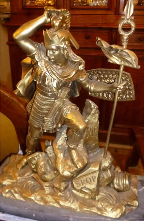 Soldat Romain en Bronze Devise SPQR