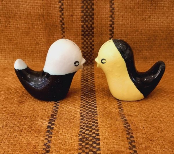 Sel et Poivre en forme d' Oiseaux Céramique Vintage des Années 50