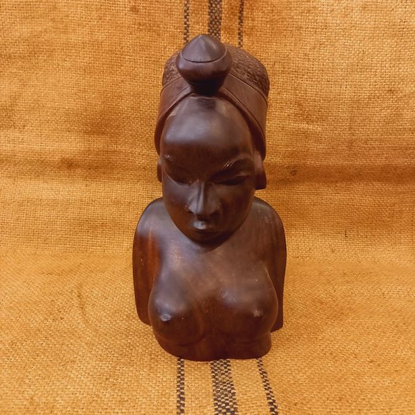 Buste de femme africaine en bois de rose Esprit Art Déco ou Ethnique 15 x 27 cm
