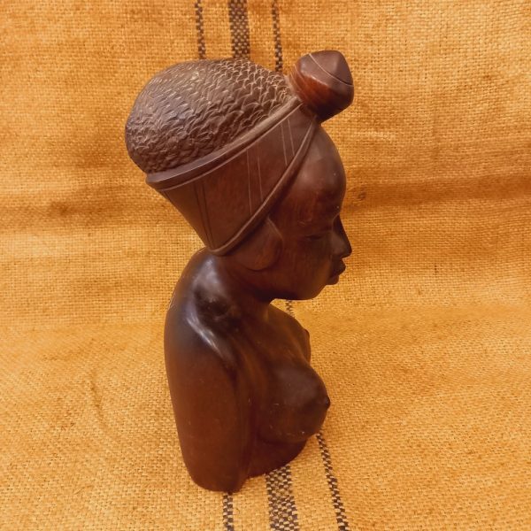 Buste de femme africaine en bois de rose Esprit Art Déco ou Ethnique 15 x 27 cm