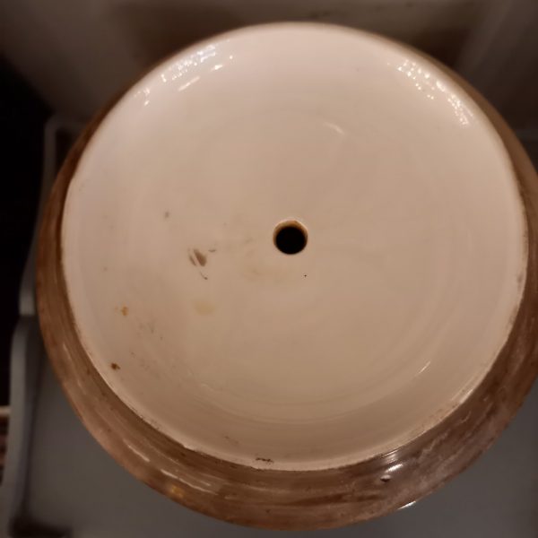 Cache Pot XIXè, en Porcelaine Ton de Grisaille Décor Hiver avec 1 biche