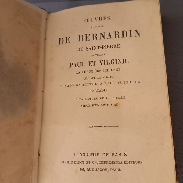Paul et Virginie par Bernardin de Saint-Pierre Librairie de Paris, XIXè