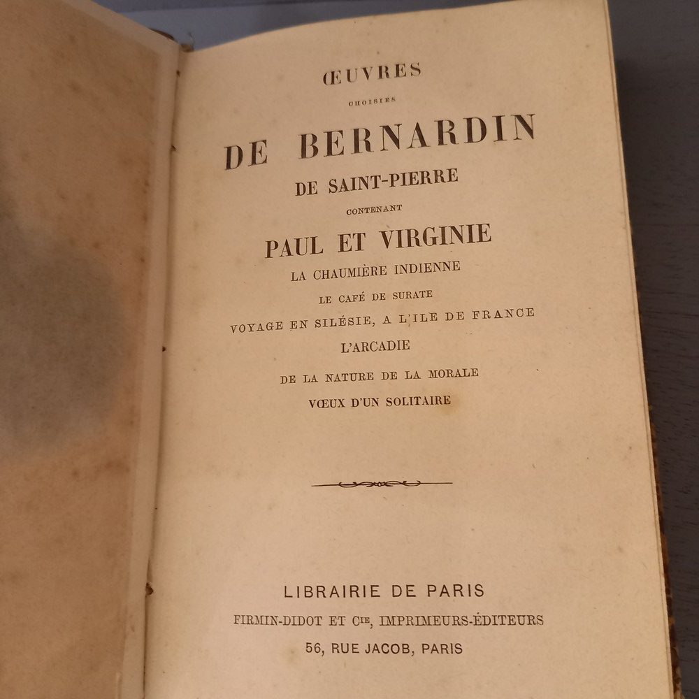 Paul et Virginie par Bernardin de Saint-Pierre Librairie de Paris, XIXè