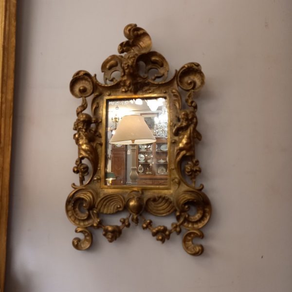 Petit Miroir en Bronze Décor d'angelots et de Satyre