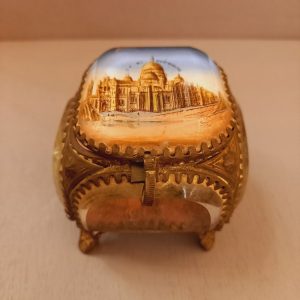Coffret bijoux verre biseauté cerclage métal doré Souvenir de Montmartre Napoléon III