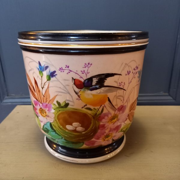 Cache-Pot Porcelaine XIXème époque Napoléon III Décor Oiseaux