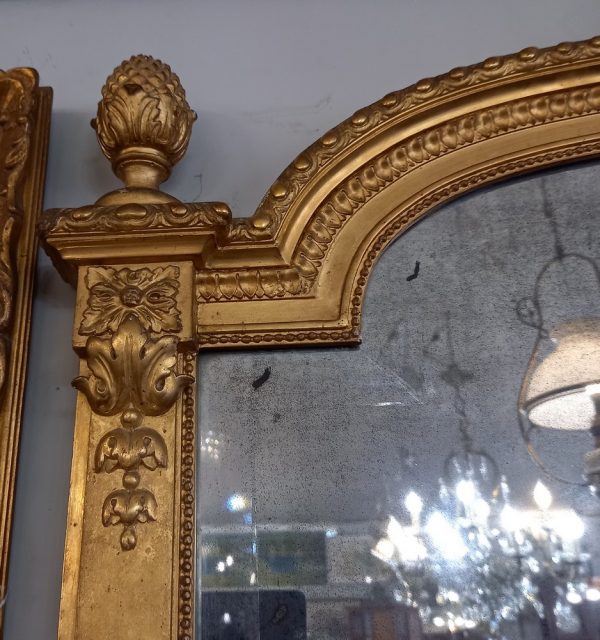 Grand Miroir Louis XVI bois et stuc doré époque XIXè