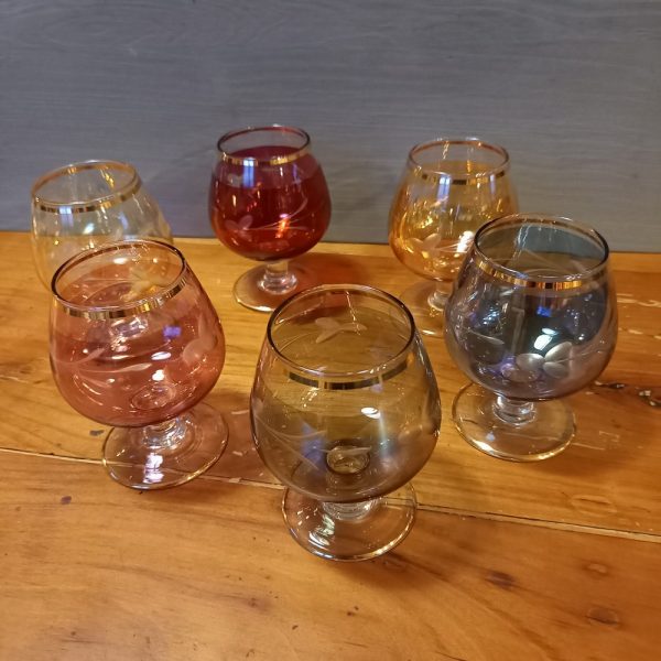 6 verres à Cognac en couleur Années 50