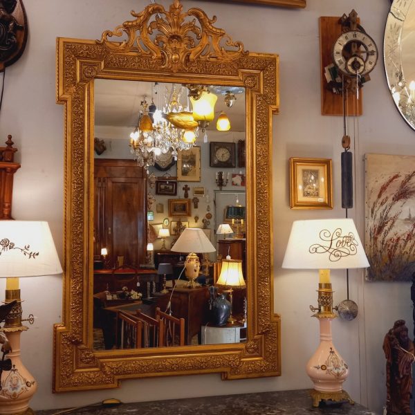 Miroir Napoléon III Bois et Stuc doré