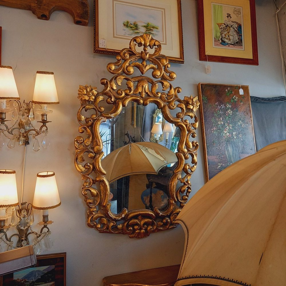 Miroir Rocaille Style Baroque Bois sculpté et doré
