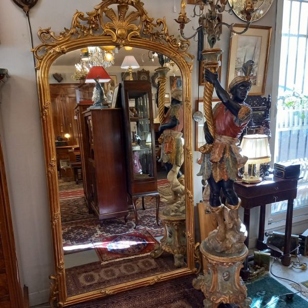 Miroir Louis XV époque XIXè Bois et Plâtre et doré Décor Coquille et fleurs