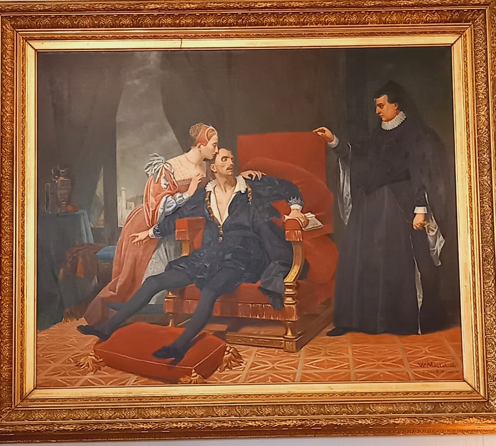 La Mort de Charles IX D'après R.Monvoisin, Signé W.Miaulet.1889 Huile sur toile, Grand format
