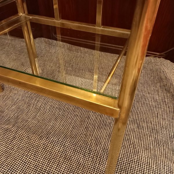 Paire de Chevets Vintage Verre et Laiton 2 Plateaux