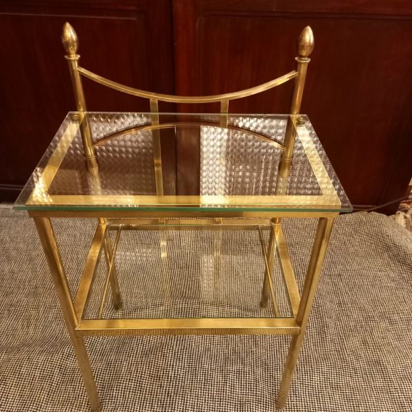 Paire de Chevets Vintage Verre et Laiton 2 Plateaux