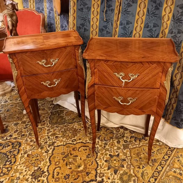 Paire de Chevets marquetés Style Louis XV, 1ère moitié du XXème siècle