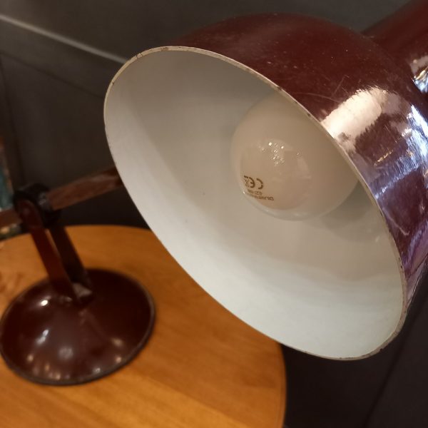Lampe de Bureau articulée et réglable Années 60 Métal et Plastique Rouge foncé