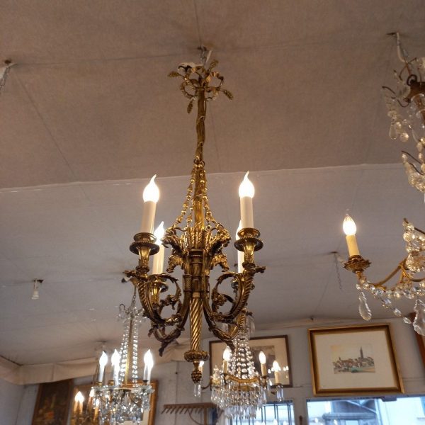 Lustre XIXè, Bronze Décor Bouquetins