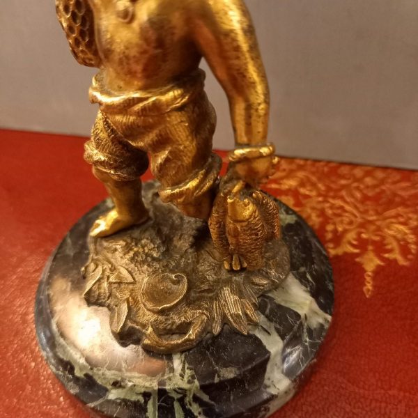 Porte-Montre XIXè, Bronze Sujet, Petit Pêcheur avec son filet