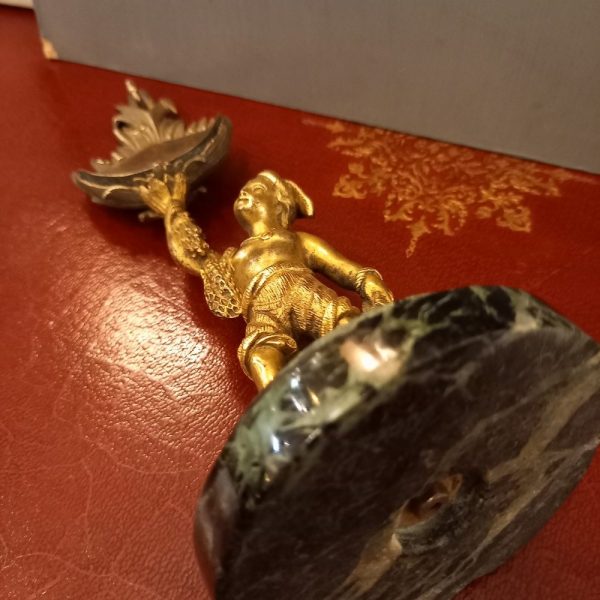 Porte-Montre XIXè, Bronze Sujet, Petit Pêcheur avec son filet