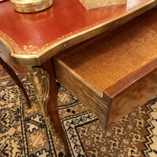 Table de milieu- Bureau Style Louis XV, 1 Tiroir Plateau cuir