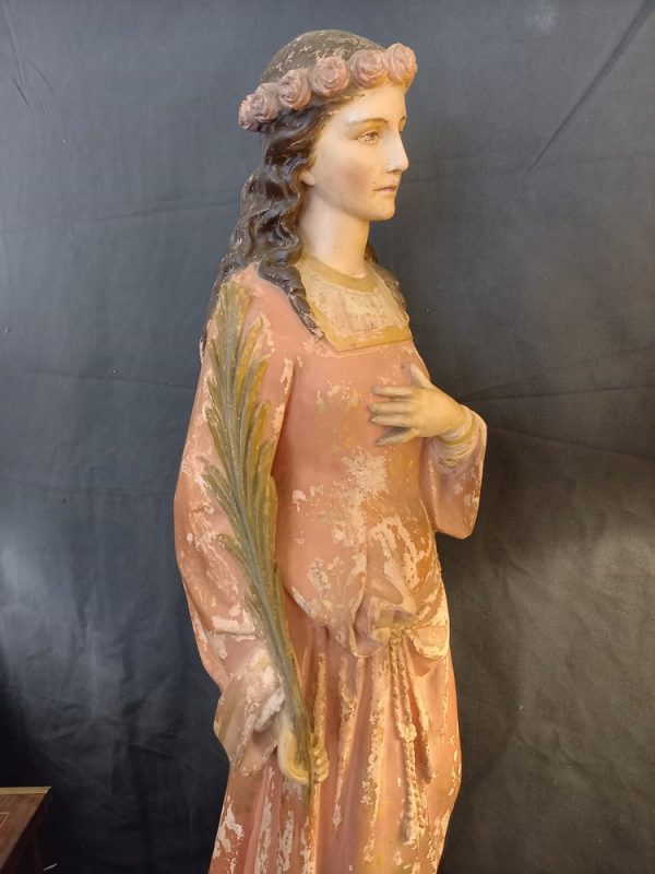 Statue Sainte Philomène Terre cuite polychrome XIXè