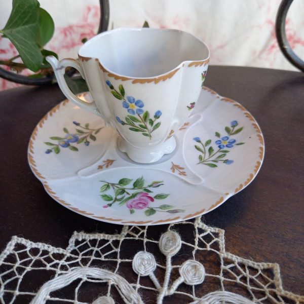 Tasse porcelaine de Limoges Décor fleurs peint à la main