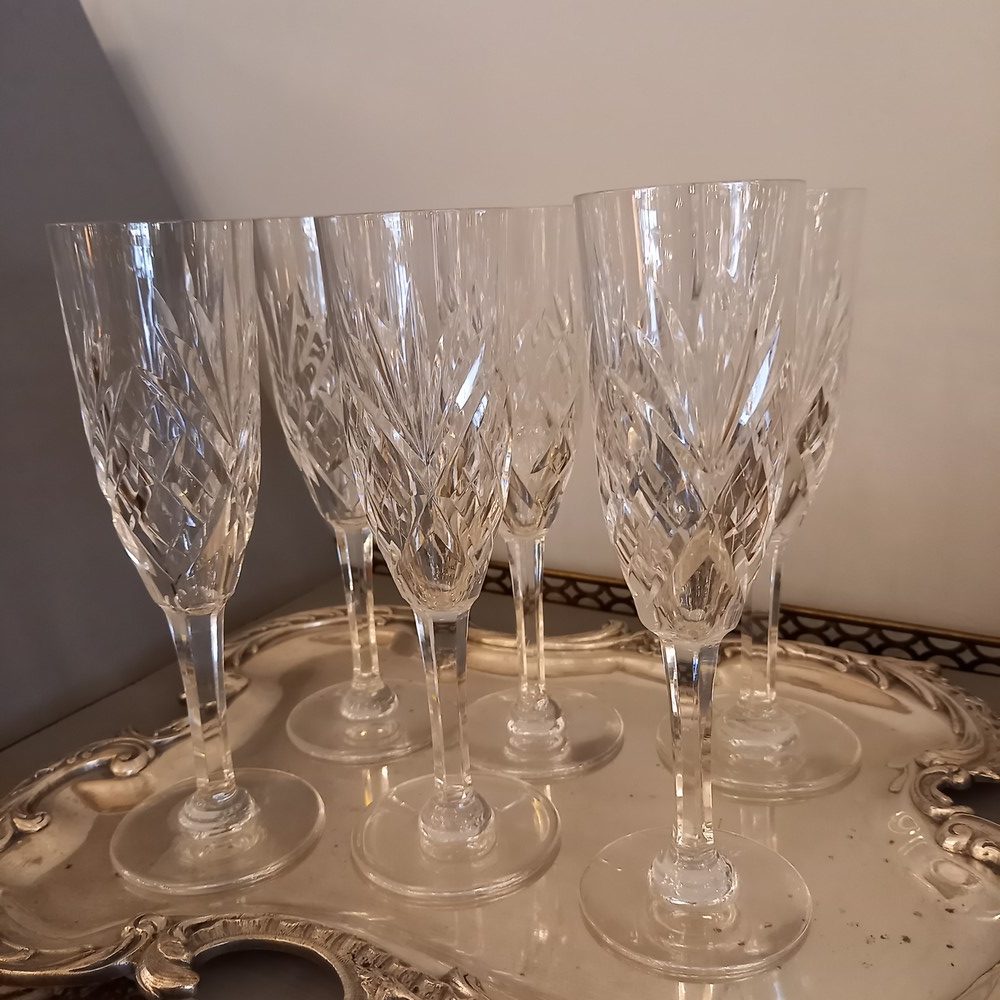 6 Flûtes à Champagne Cristal Saint Louis Modèle Chantilly