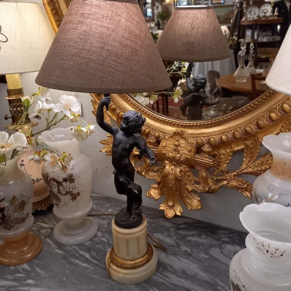 Lampe Régule d'après Moreau Chérubin Torchère Socle Marbre