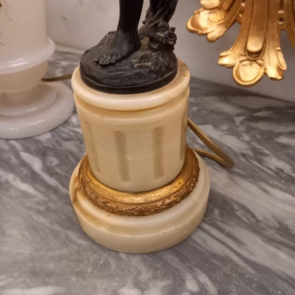 Lampe Régule d'après Moreau Chérubin Torchère Socle Marbre