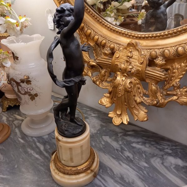 Lampe Régule d'après Moreau Chérubin Torchère Socle Marbre