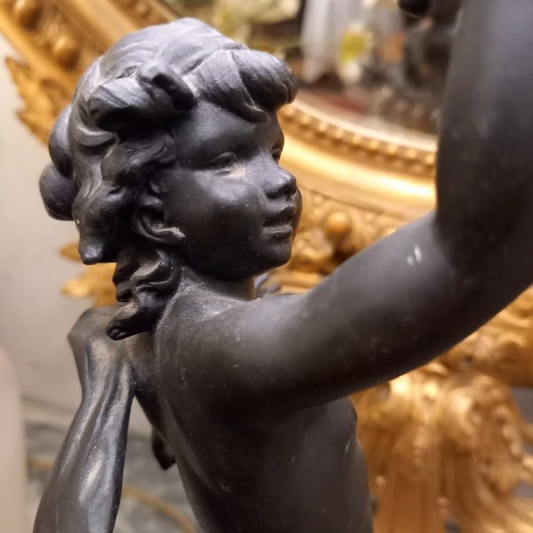 Lampe Régule d'après Moreau Chérubin Torchère Socle Marbre