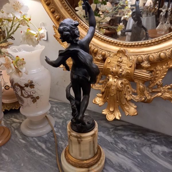Lampe Régule d'après Moreau Chérubin Torchère Socle Marbre