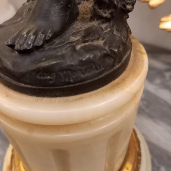 Lampe Régule d'après Moreau Chérubin Torchère Socle Marbre