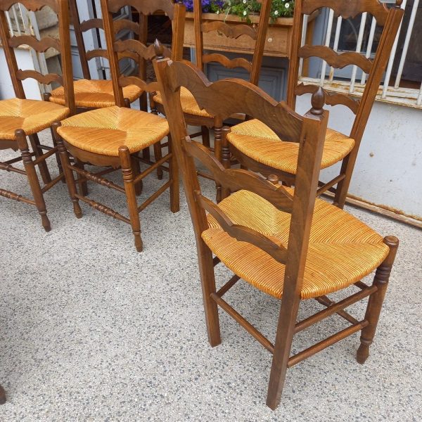 Série de 8 Chaises Paillées