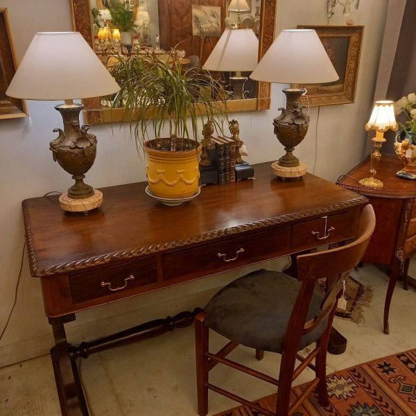 Bureau Colonial Acajou 3 tiroirs