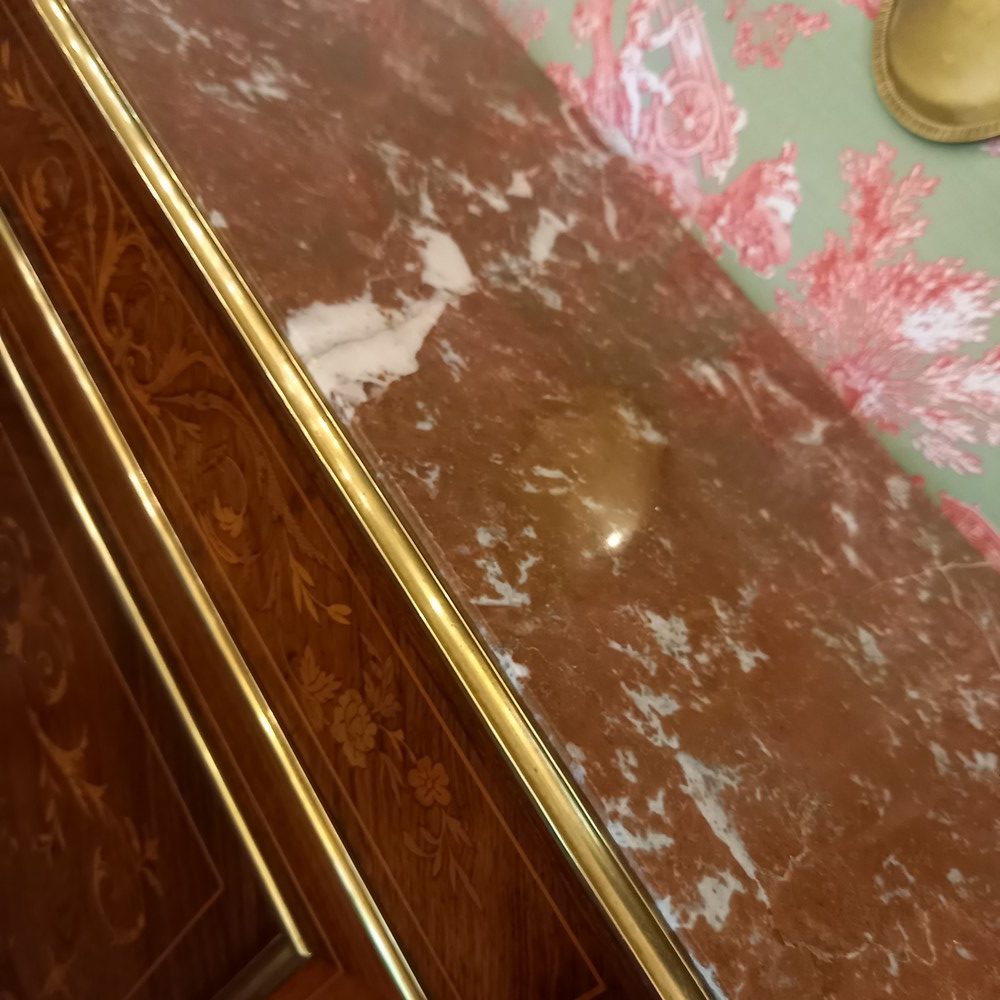 Meuble à hauteur d'appui 1 porte, Marqueté Marbre rose