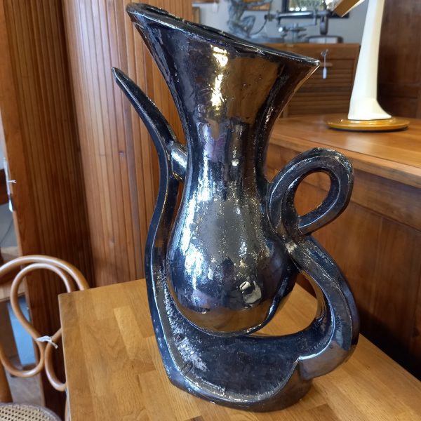 Grand vase, Céramique Noire Années 50 Dans l'esprit de Vallauris Pas de signature