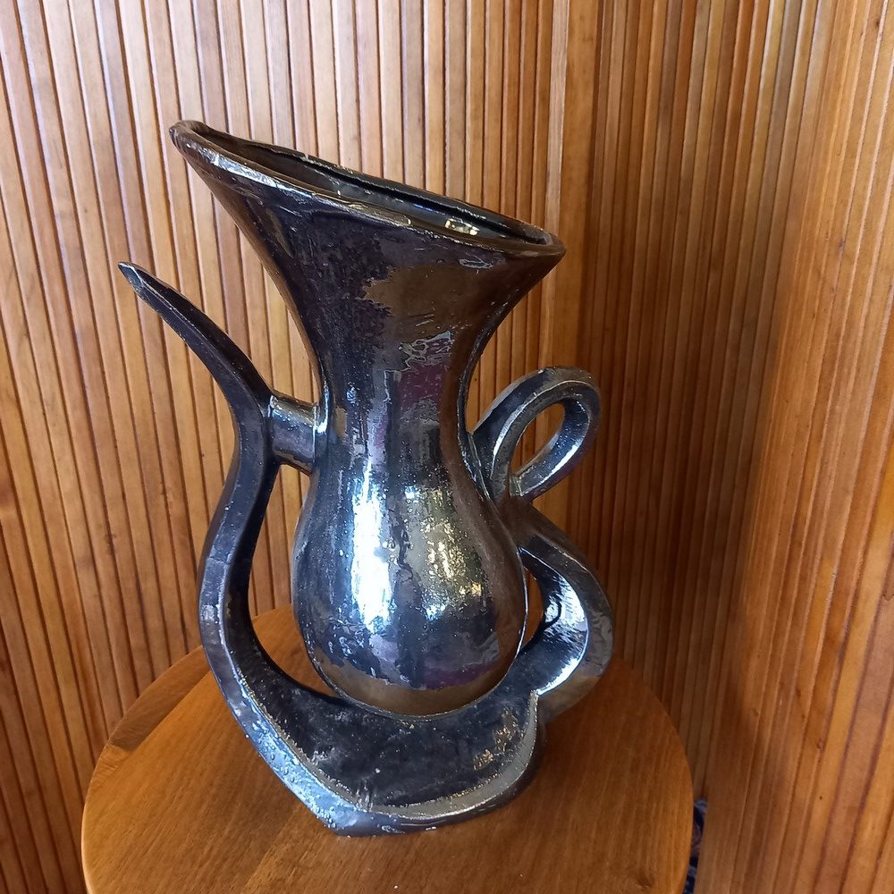 Grand vase, Céramique Noire Années 50 Dans l'esprit de Vallauris Pas de signature