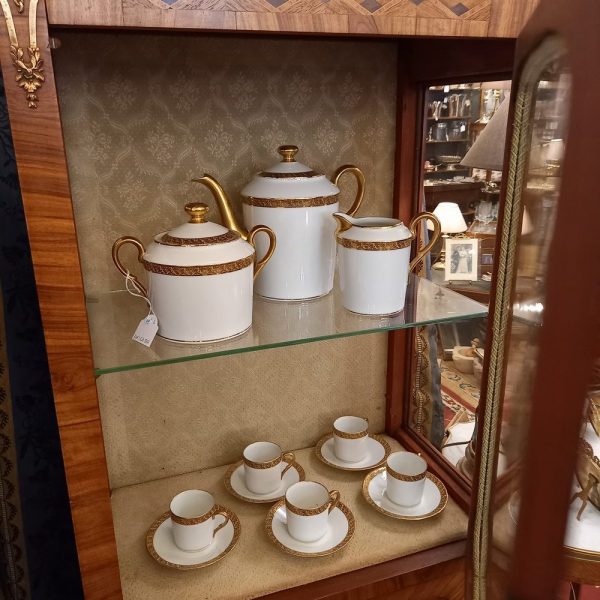 Vitrine Marquetée Plateau Marbre Rose Epoque 1930