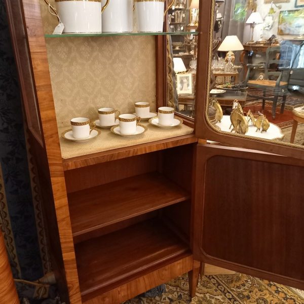 Vitrine Marquetée Plateau Marbre Rose Epoque 1930
