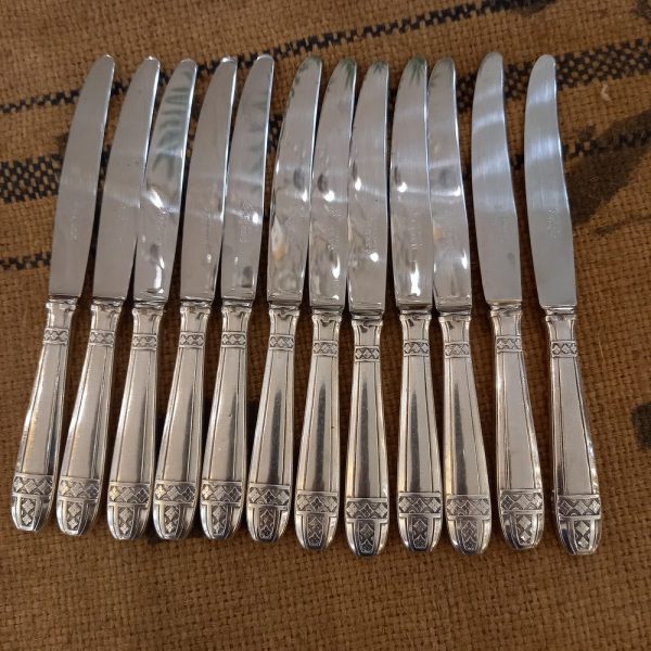 12 Couteaux à fromage Art-Déco Bayard Métal argenté Lame acier inoxydable