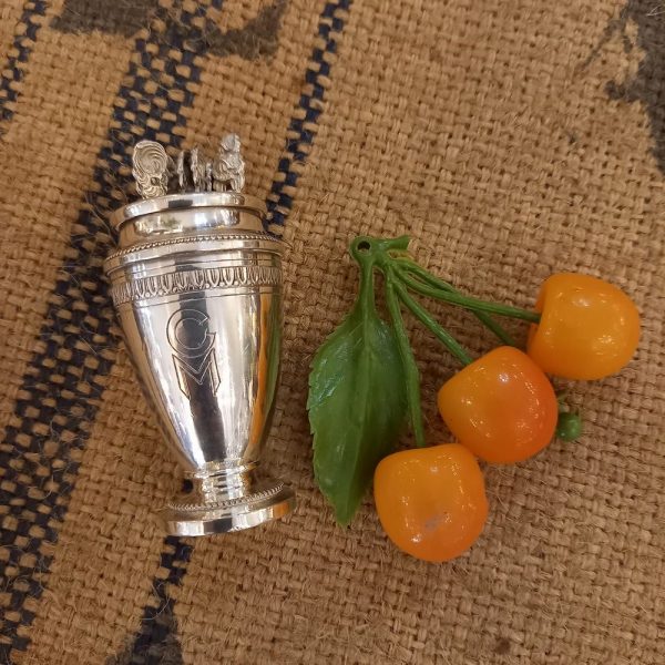 12 Piques à olives dans présentoir Monogrammé CM Métal argenté
