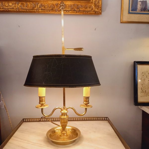 Lampe Bouillote, Style Empire début XXè Bronze, Abat-Jour en tôle