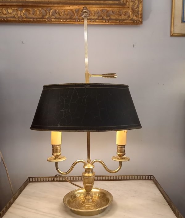 Lampe Bouillote, Style Empire début XXè Bronze, Abat-Jour en tôle