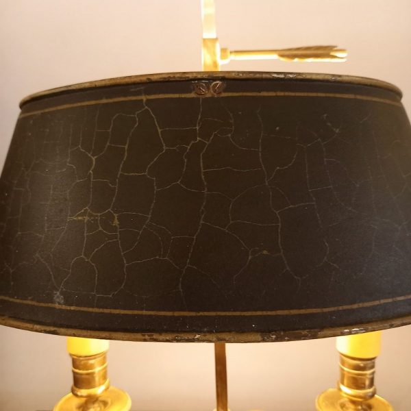 Lampe Bouillote, Style Empire début XXè Bronze, Abat-Jour en tôle