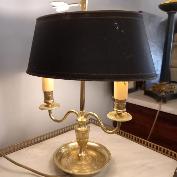 Lampe Bouillote, Style Empire début XXè Bronze, Abat-Jour en tôle