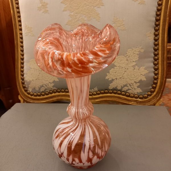 Petit Vase Clichy Collerette, Verre soufflé Rose