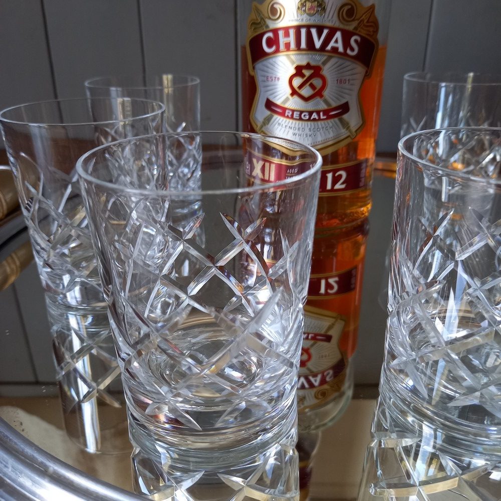 6 verres à whisky Semi Cristal Taillé