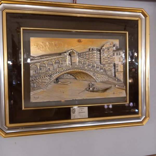 Bas Relief Pont Rialto Venise or galvanique Epoque Moderne