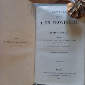 Lettres à un Provincial Pascal 1865